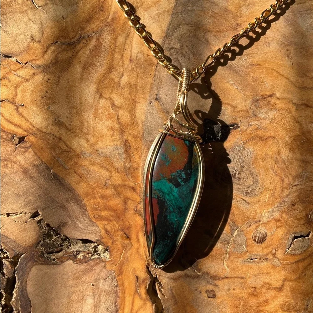 14k Gold Filled Sonora Sunrise Healing Stone Unisex Necklace Pendant